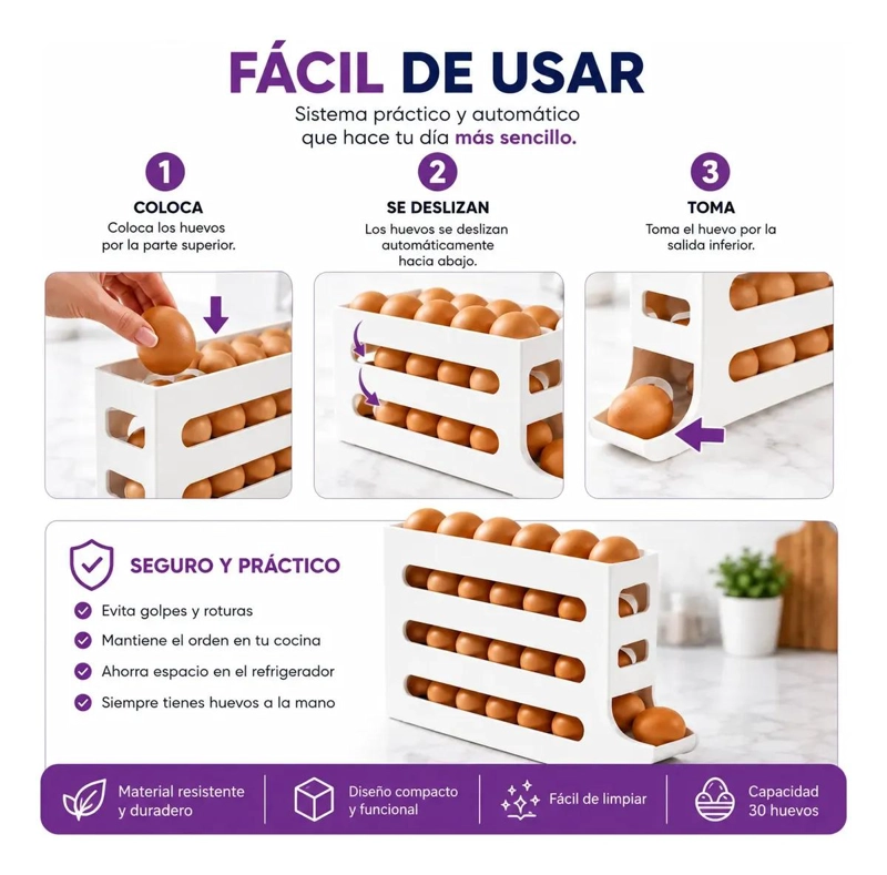 DISPENSADOR RODANTE DE HUEVOS PARA 26 UNIDADES - 5