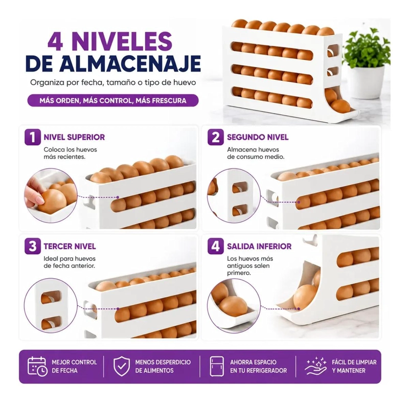 DISPENSADOR RODANTE DE HUEVOS PARA 26 UNIDADES - 8