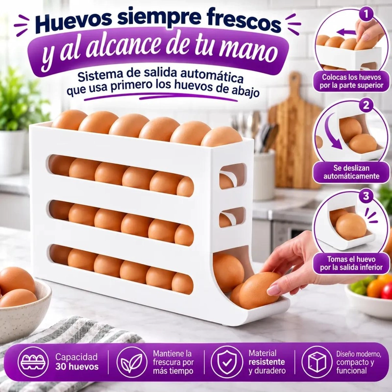 DISPENSADOR RODANTE DE HUEVOS PARA 26 UNIDADES - 9