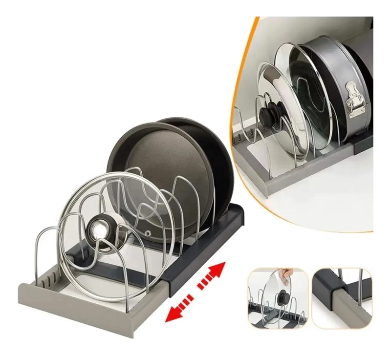 RACK ORGANIZADOR EXPANDIBLE PARA OLLAS Y TAPAS DE COCINA - 2