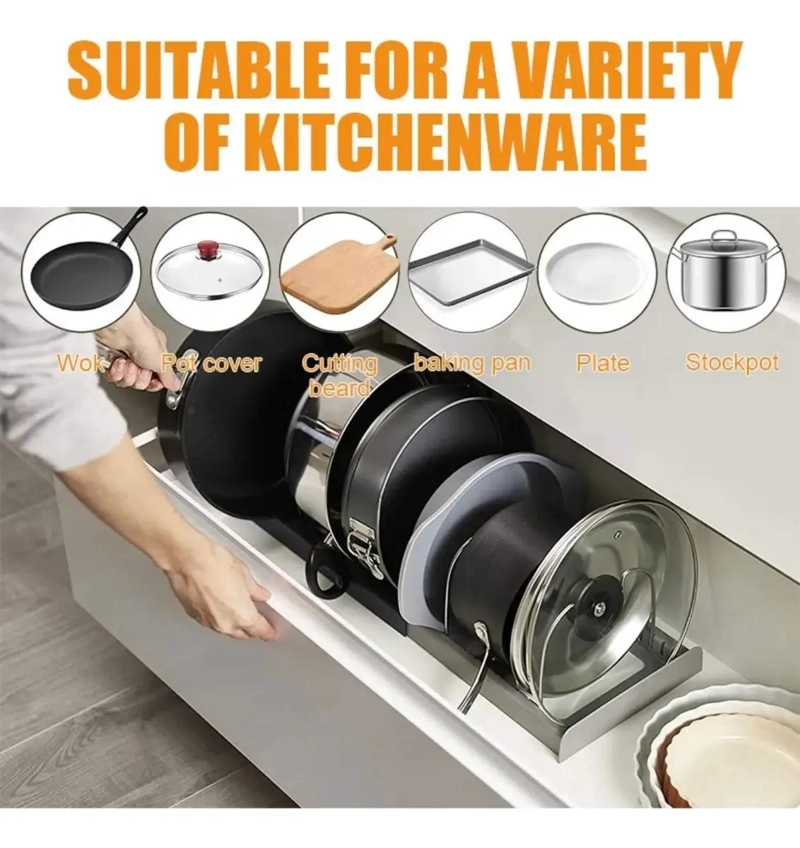 RACK ORGANIZADOR EXPANDIBLE PARA OLLAS Y TAPAS DE COCINA - 4