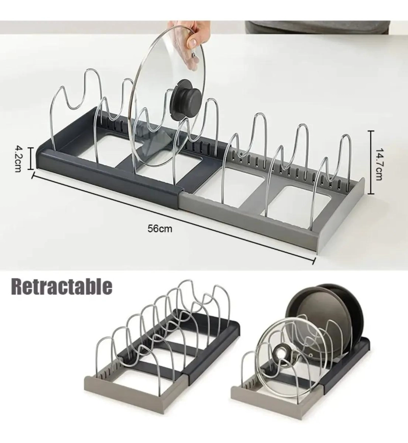 RACK ORGANIZADOR EXPANDIBLE PARA OLLAS Y TAPAS DE COCINA - 5