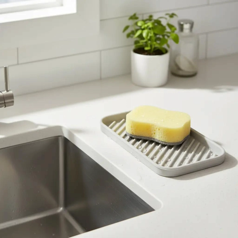 SOPORTE DE SILICONA PARA ESPONJA DE COCINA FUNCIONAL - 1