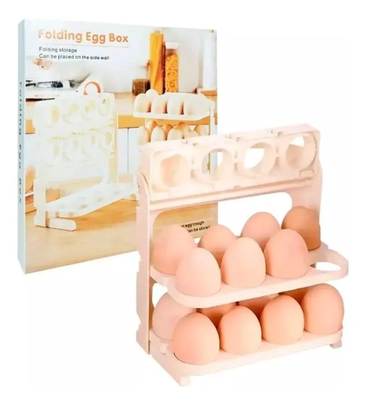 ORGANIZADOR PLEGABLE DE HUEVOS PARA COCINA CON 3 NIVELES - 1