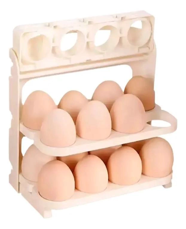 ORGANIZADOR PLEGABLE DE HUEVOS PARA COCINA CON 3 NIVELES - 2