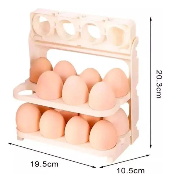 ORGANIZADOR PLEGABLE DE HUEVOS PARA COCINA CON 3 NIVELES - 3