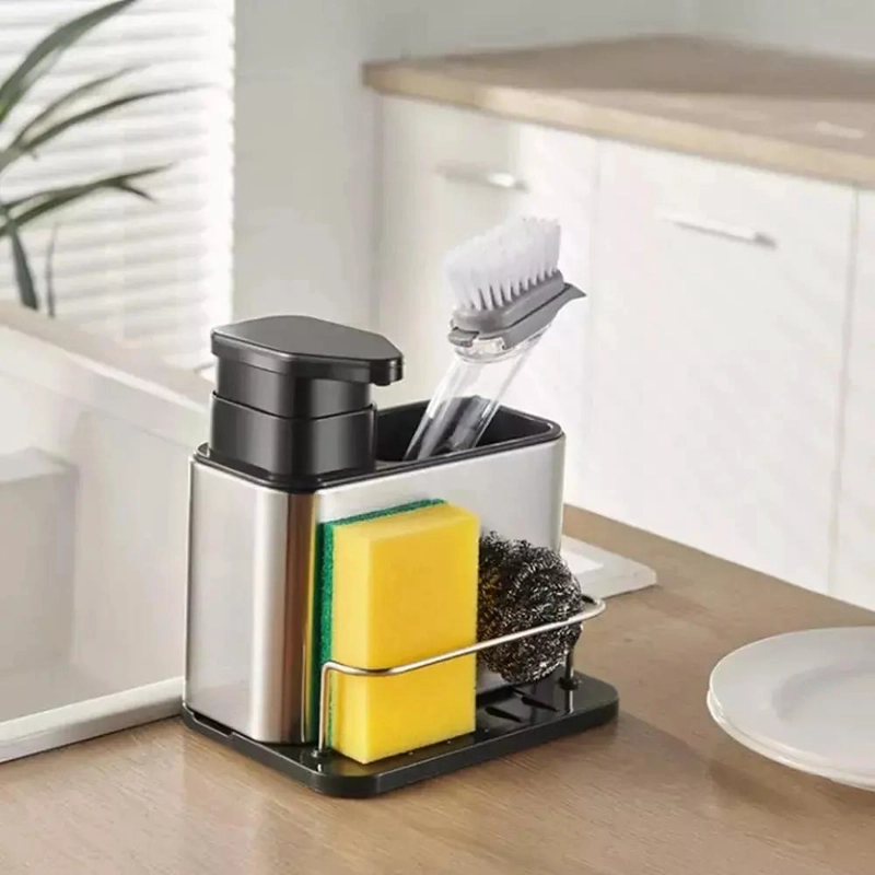 DISPENSADOR DE JABON Y ORGANIZADOR DE ESPONJAS PARA COCINA - 2