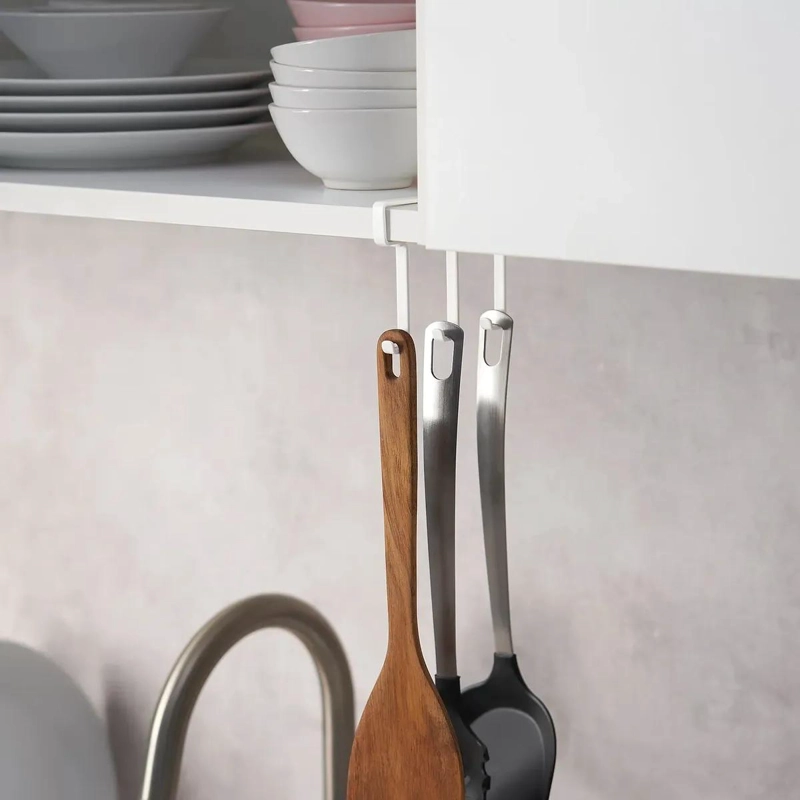 ORGANIZADOR DE COCINA CON GANCHOS DE ACERO BLANCO 12X7 CM - 1