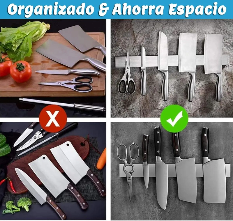 BARRA MAGNE TICA DE ACERO INOXIDABLE DE 40 CM PARA CUCHILLOS - 8