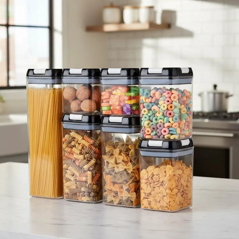SET DE 7 CONTENEDORES HERME TICOS PARA ORGANIZAR COCINA - 1