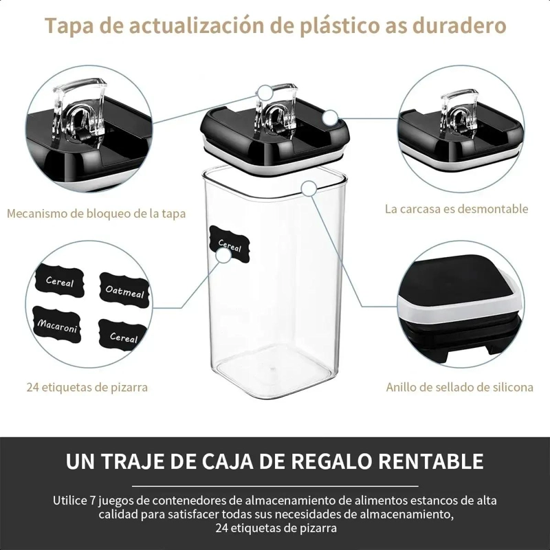 SET DE 7 CONTENEDORES HERME TICOS PARA ORGANIZAR COCINA - 8