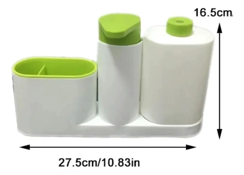 DISPENSADOR DE JABON Y SOPORTE PARA ESPONJA 3 EN 1 - 6