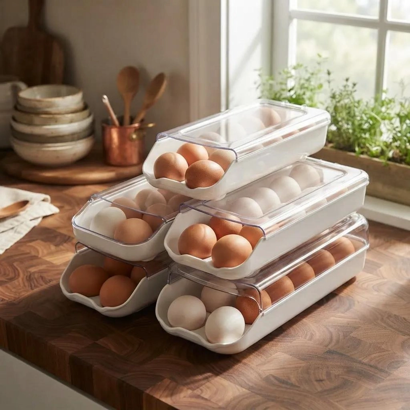 ORGANIZADOR DE HUEVOS PARA REFRIGERADOR CON TAPA TRANSPARENTE - 1
