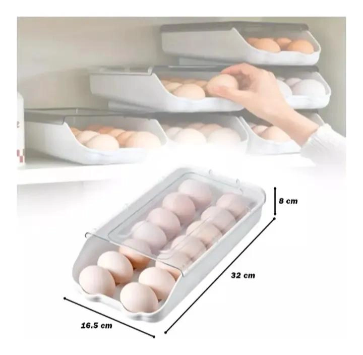 ORGANIZADOR DE HUEVOS PARA REFRIGERADOR CON TAPA TRANSPARENTE - 2