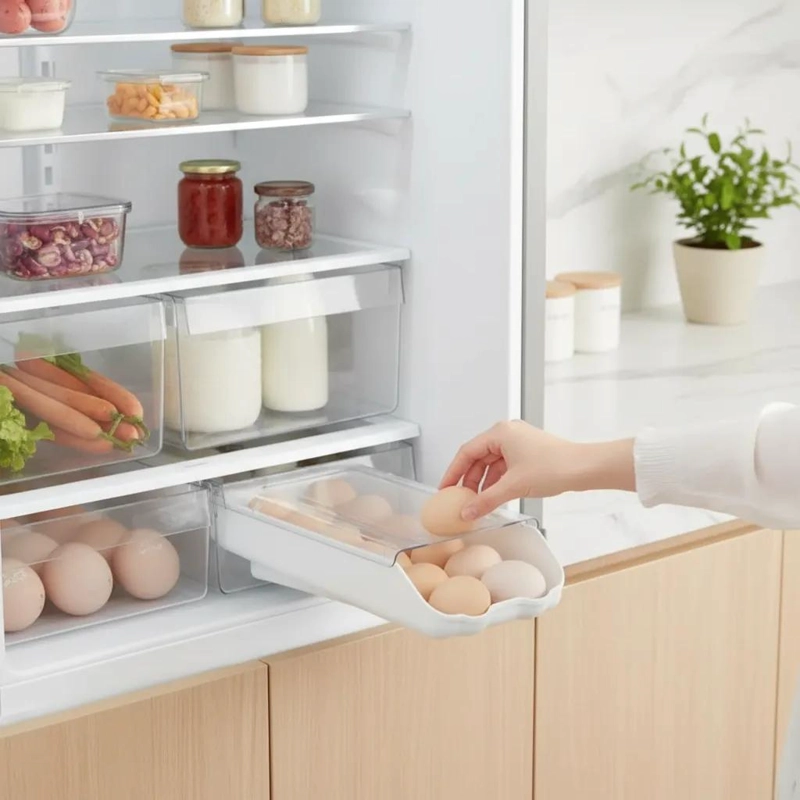 ORGANIZADOR DE HUEVOS PARA REFRIGERADOR CON TAPA TRANSPARENTE - 6