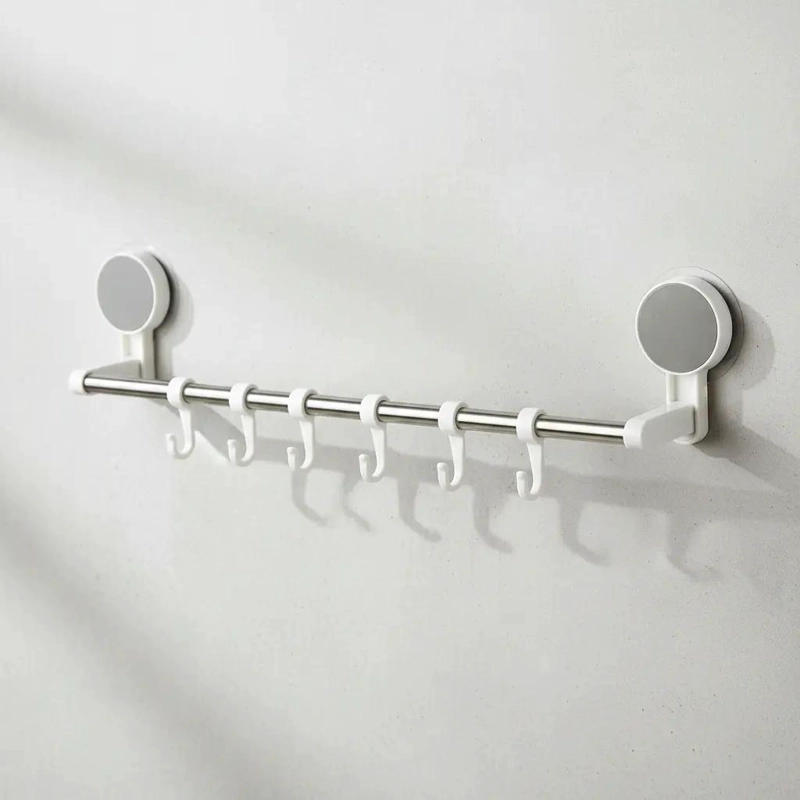 BARRA COLGADOR ORGANIZADOR PARA BAÑO Y COCINA CON GANCHOS - 1