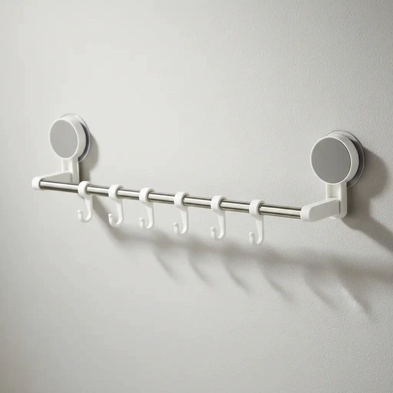 BARRA COLGADOR ORGANIZADOR PARA BAÑO Y COCINA CON GANCHOS - 4