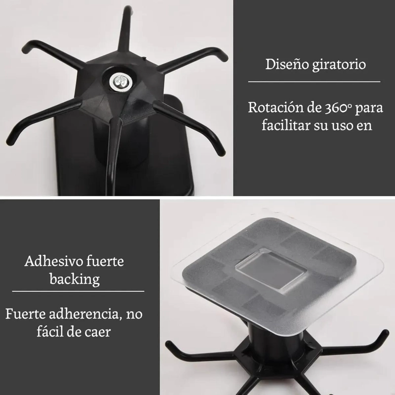 GANCHOS GIRATORIOS PARA UTENSILIOS DE COCINA CON 6 SOPORTES - 4