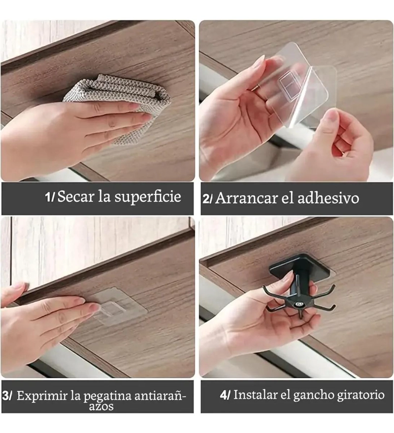 GANCHOS GIRATORIOS PARA UTENSILIOS DE COCINA CON 6 SOPORTES - 6