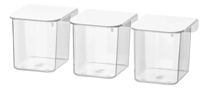 SET DE 3 RECIPIENTES TRANSPARENTES CON TAPA PARA PANEL PERFORADO - 1