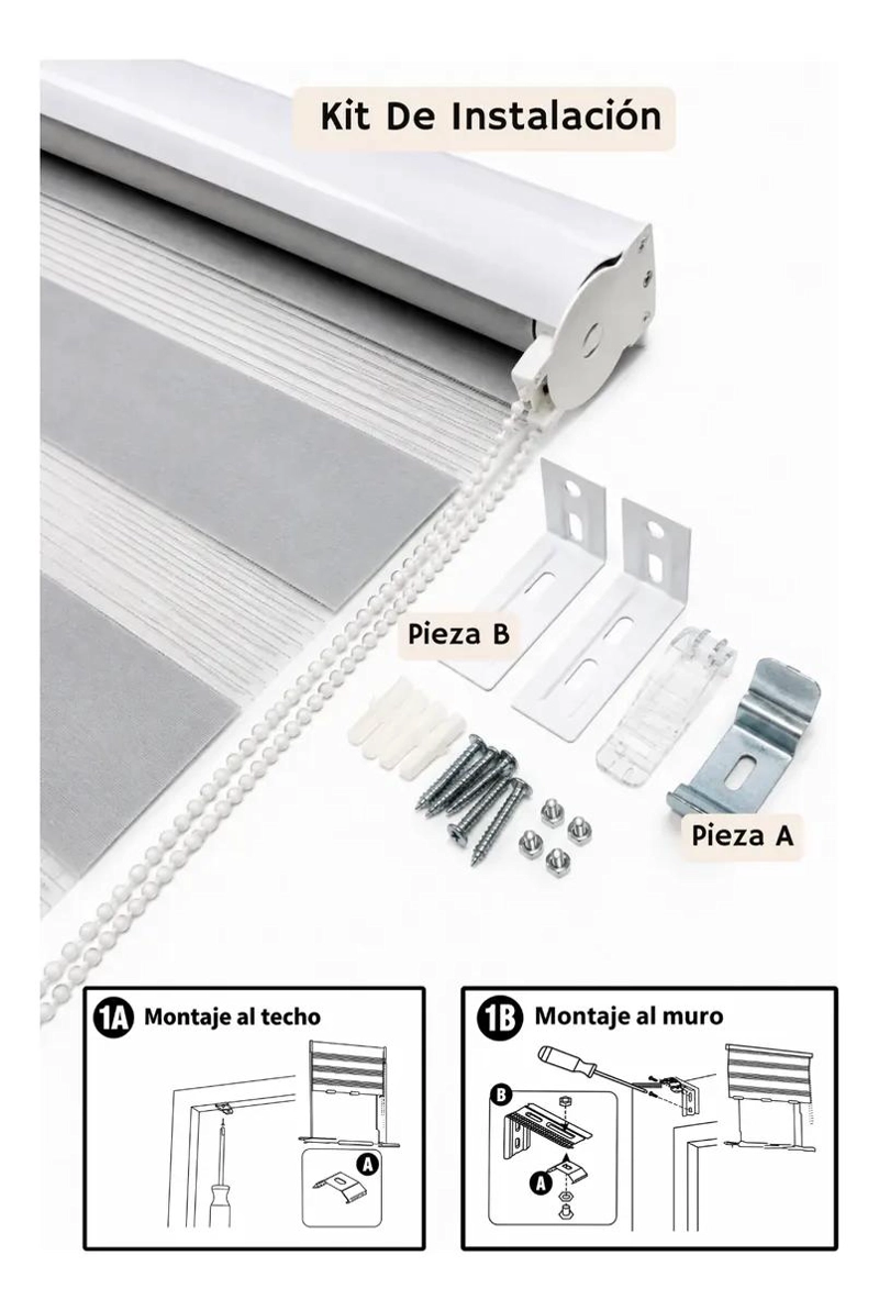 CORTINA ROLLER DUO 090X180 COLOR GRIS PARA CONTROL DE LUZ - 3