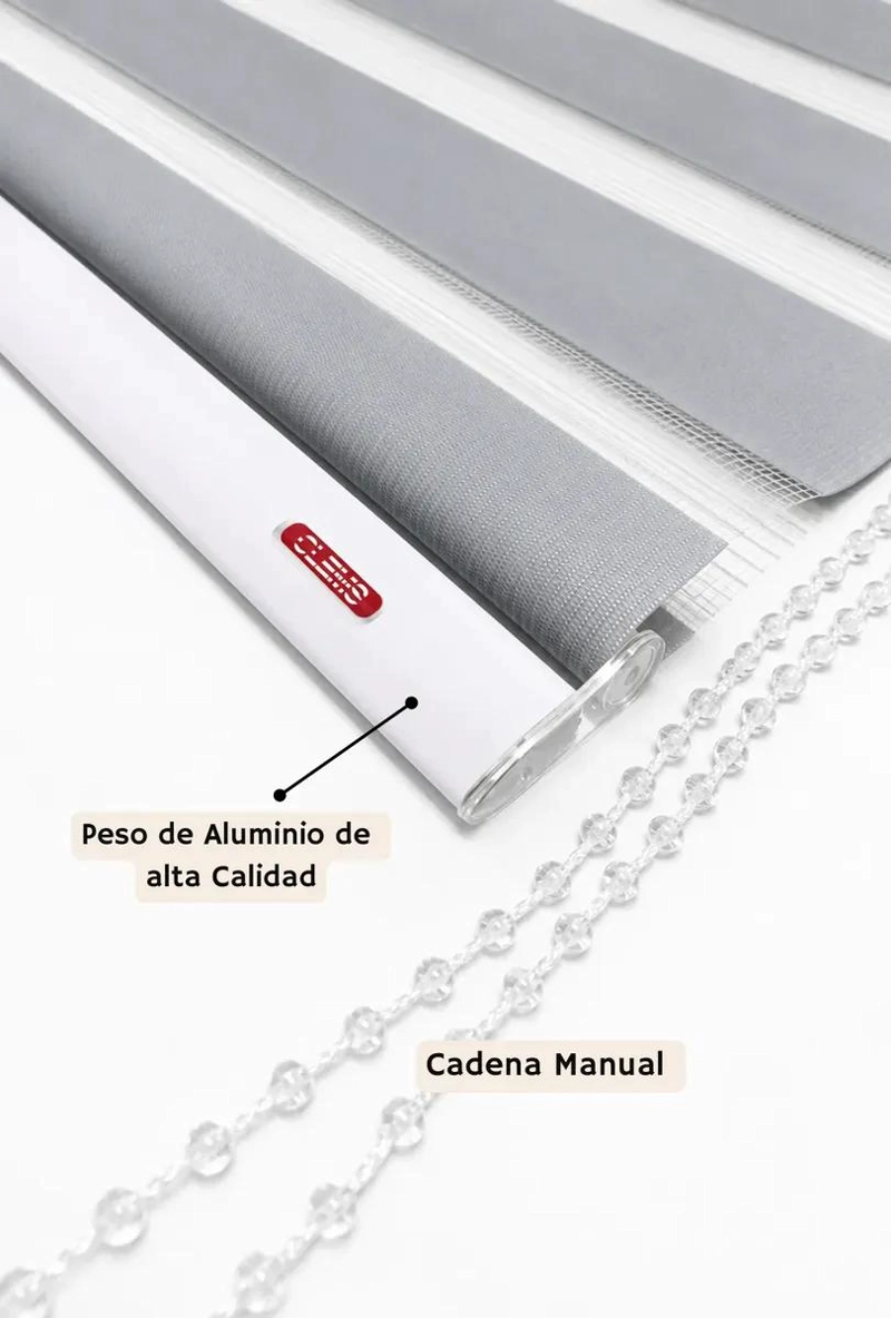 CORTINA ROLLER DUO 090X180 COLOR GRIS PARA CONTROL DE LUZ - 5