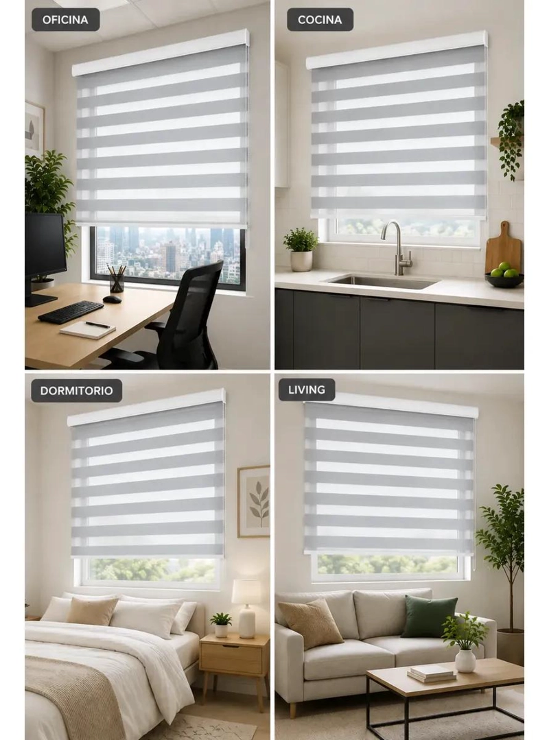 CORTINA ROLLER DUO 090X180 COLOR GRIS PARA CONTROL DE LUZ - 6