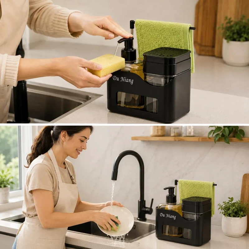 ORGANIZADOR DE COCINA CON DISPENSADOR Y PORTA ESPONJA - 3