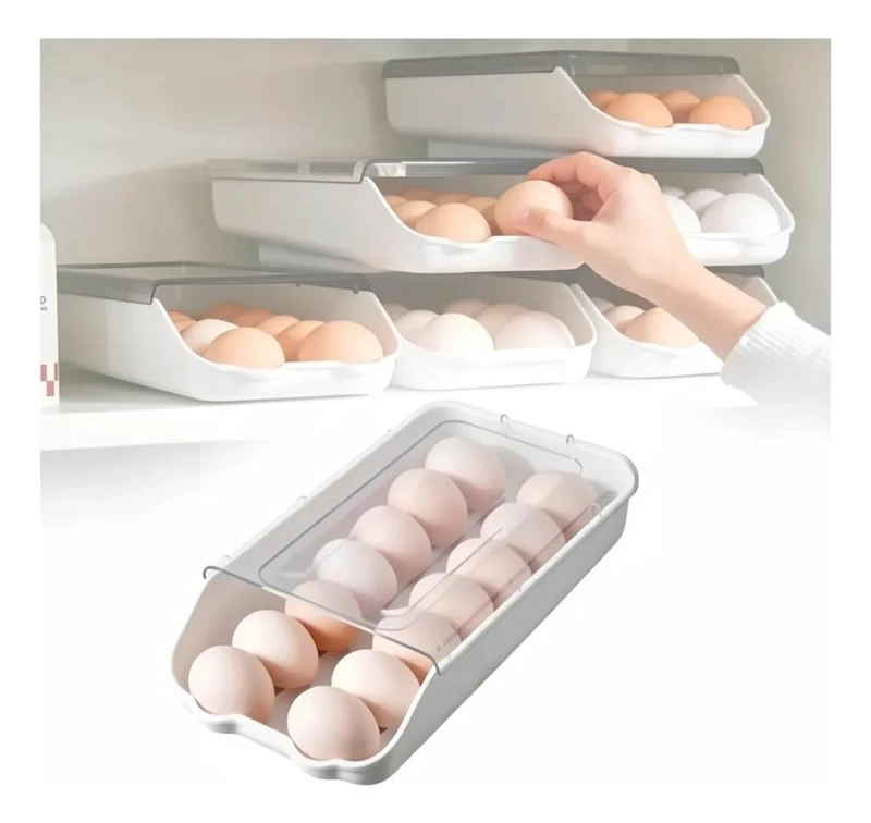 ORGANIZADOR DE HUEVOS CON TAPA TRANSPARENTE PARA REFRIGERADOR - 1