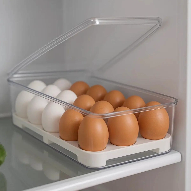 CONTENEDOR ORGANIZADOR TRANSPARENTE PARA 18 HUEVOS - 2