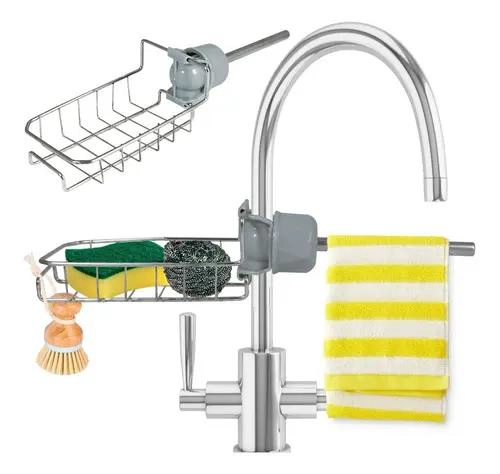ORGANIZADOR DE FREGADERO ACERO INOXIDABLE PARA ESPONJAS Y JABON - 1