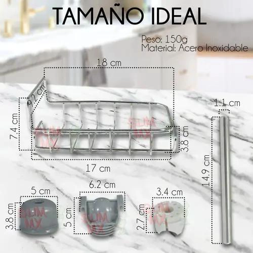 ORGANIZADOR DE FREGADERO ACERO INOXIDABLE PARA ESPONJAS Y JABON - 3