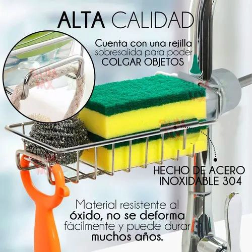 ORGANIZADOR DE FREGADERO ACERO INOXIDABLE PARA ESPONJAS Y JABON - 5