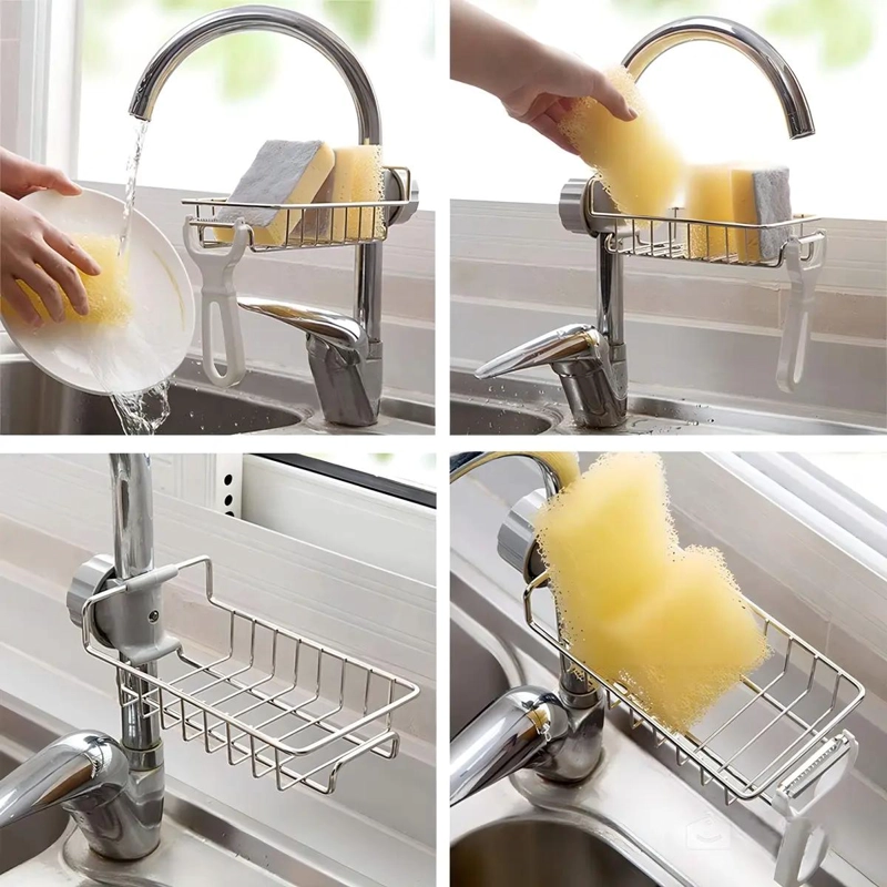 ORGANIZADOR DE FREGADERO ACERO INOXIDABLE PARA ESPONJAS Y JABON - 8