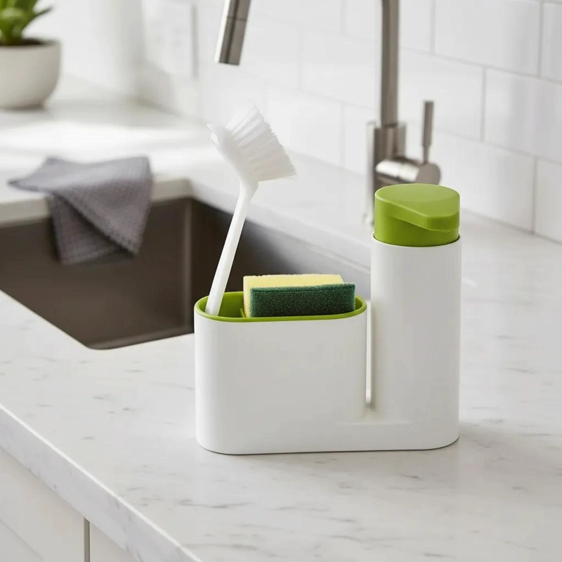 DISPENSADOR DE JABON Y PORTA ESPONJA PARA COCINA - 1
