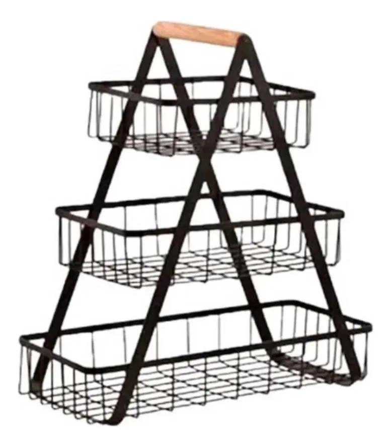 CESTA MULTIUSO METALICA DE TRES NIVELES PARA ALMACENAMIENTO - 2