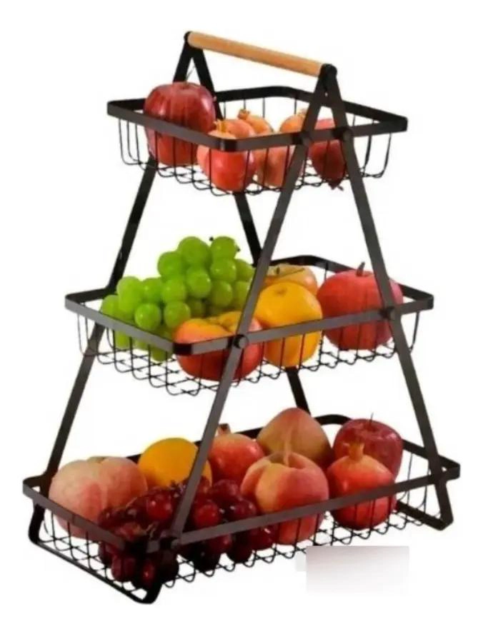 CESTA MULTIUSO METALICA DE TRES NIVELES PARA ALMACENAMIENTO - 3