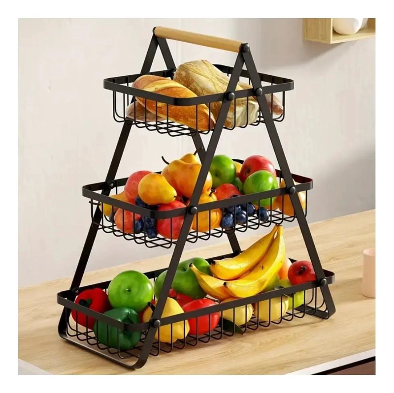 CESTA MULTIUSO METALICA DE TRES NIVELES PARA ALMACENAMIENTO - 4