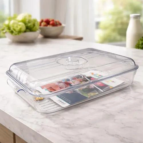 BANDEJA ACRILICA MULTIUSO CON TAPA PARA REFRIGERADOR - 4