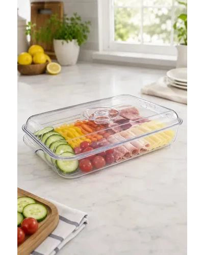 BANDEJA ACRILICA MULTIUSO CON TAPA PARA REFRIGERADOR - 5