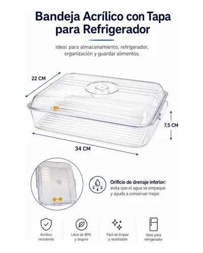 BANDEJA ACRILICA MULTIUSO CON TAPA PARA REFRIGERADOR - 6