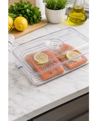 BANDEJA ACRILICA MULTIUSO CON TAPA PARA REFRIGERADOR - 7