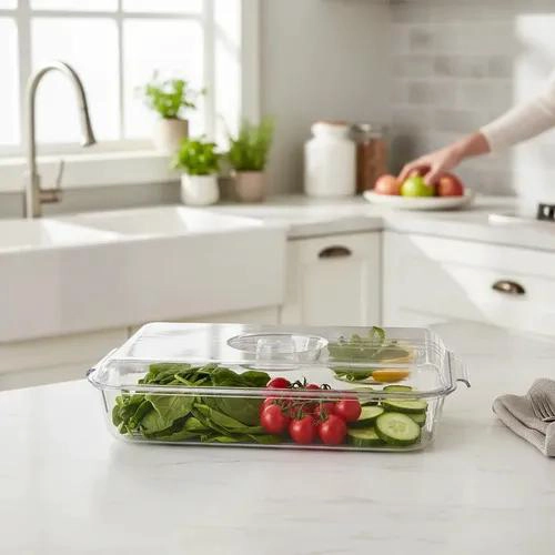 BANDEJA ACRILICA MULTIUSO CON TAPA PARA REFRIGERADOR - 8
