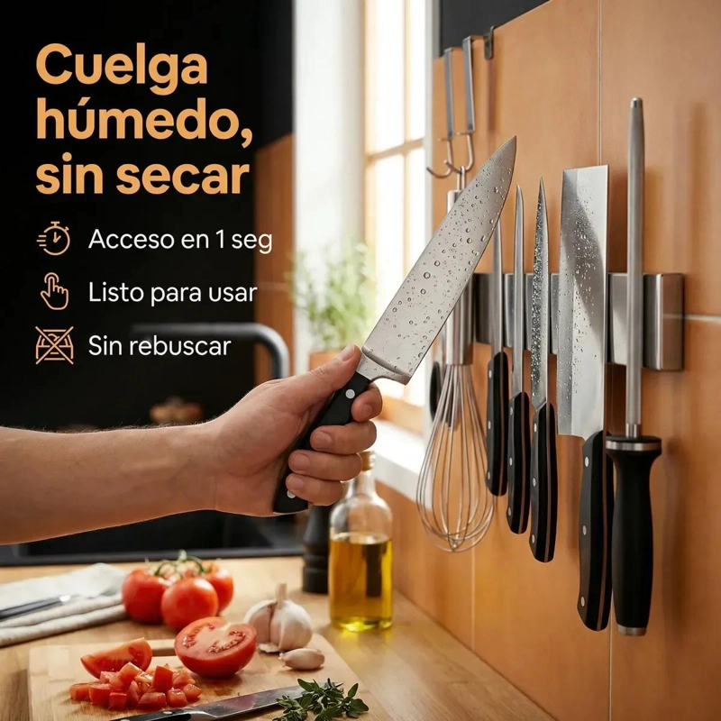 BARRA MAGNE TICA DE 40CM PARA CUCHILLOS Y HERRAMIENTAS DE COCINA - 3