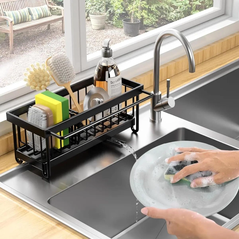 ORGANIZADOR DE ESPONJAS CON DRENAJE Y COMPARTIMENTOS PARA COCINA - 1