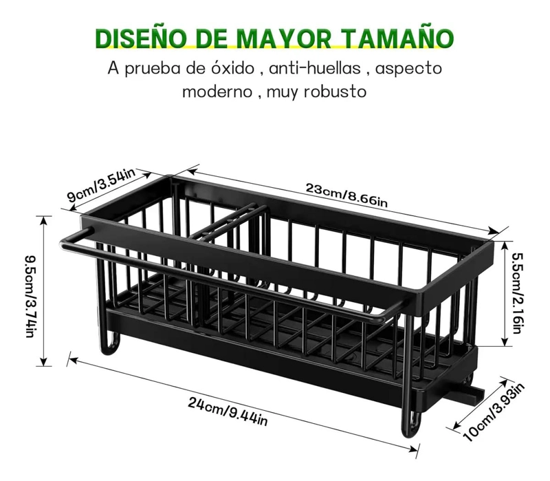 ORGANIZADOR DE ESPONJAS CON DRENAJE Y COMPARTIMENTOS PARA COCINA - 3