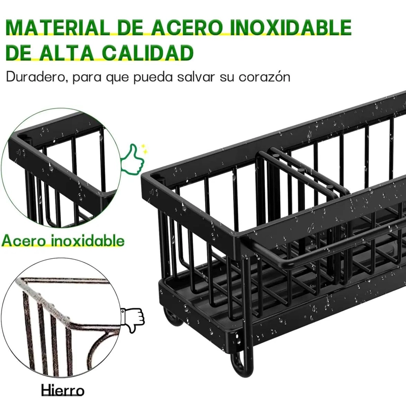 ORGANIZADOR DE ESPONJAS CON DRENAJE Y COMPARTIMENTOS PARA COCINA - 4