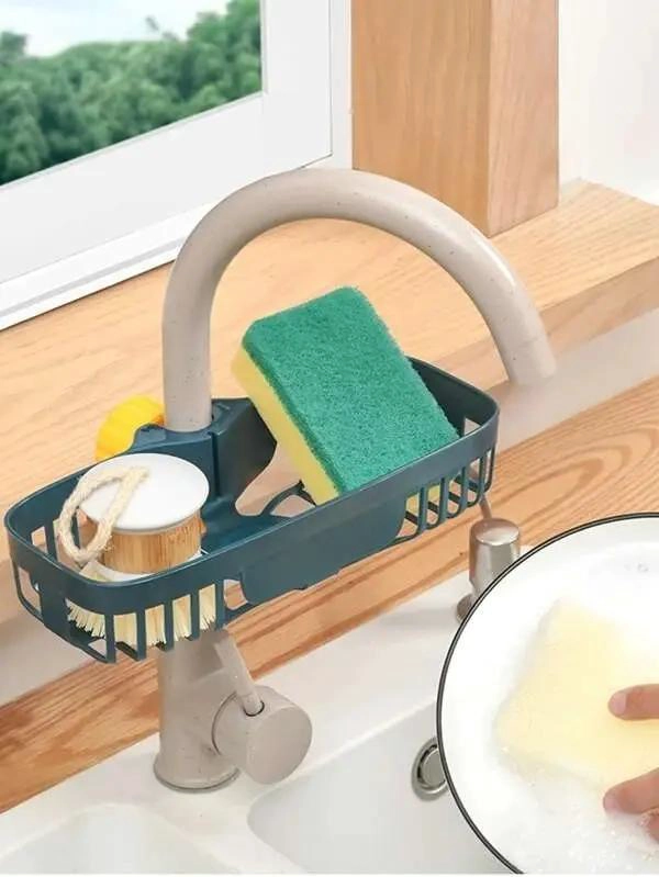 SOPORTE DE ESPONJA PARA GRIFO DE COCINA COMPACTO Y FUNCIONAL - 3