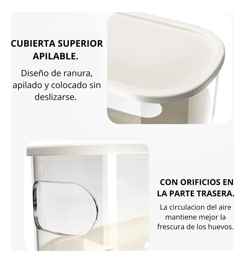 ORGANIZADOR DE HUEVOS DESLIZANTE DOBLE NIVEL CON TAPA - 4