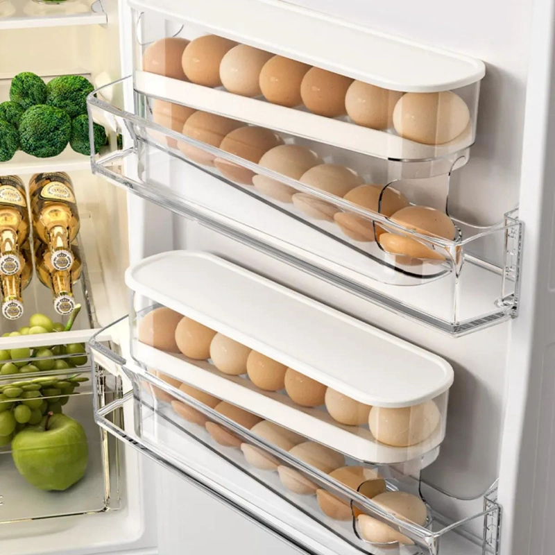 ORGANIZADOR DE HUEVOS DESLIZANTE DOBLE NIVEL CON TAPA - 5